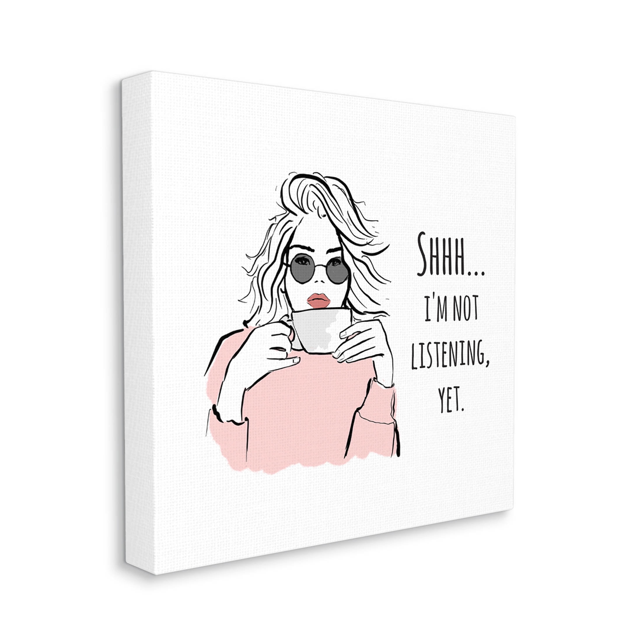 Stupell Industries Not Listening Yet Funny Coffee Graphic Art Gallery Wrapped Canvas Print Wall Art, Design by Alison Petrie
