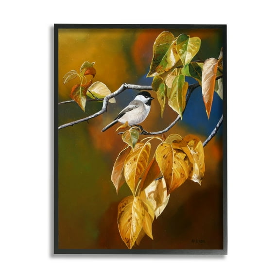 Stupell Industries Bird Perched in Nature Animals & Insects Painting Black Framed Art Print Wall Art, 11 x 14