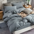 thumbnail image 2 of PURE ERA Duvet Cover Set-Jersey Knit Cotton 100% T-Shirt Cotton-Super Soft 2xPillow Shams-King Size,Blueish Gray, 2 of 8