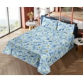 thumbnail image 4 of Ambesonne Floral Fitted & Flat Sheet with Shams 4 Pcs Set, Forget Me Not Flowers Plot, King, Pale Azure Blue Yellow, 4 of 5