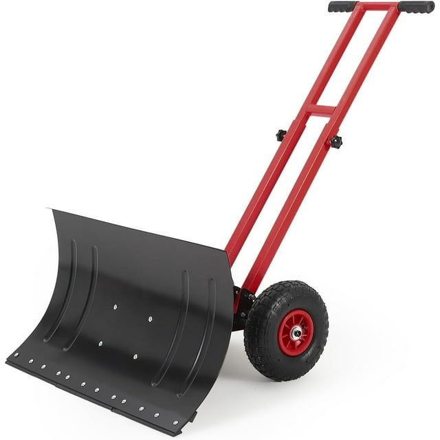 Twister.CK Pelle à Neige avec Roues, Pousse-Neige à Double Tige Robuste avec Lame en Métal 29"L X 16.5"H, Poignée à Angle et Hauteur Réglables pour Entrée Trottoir Cour, Noir