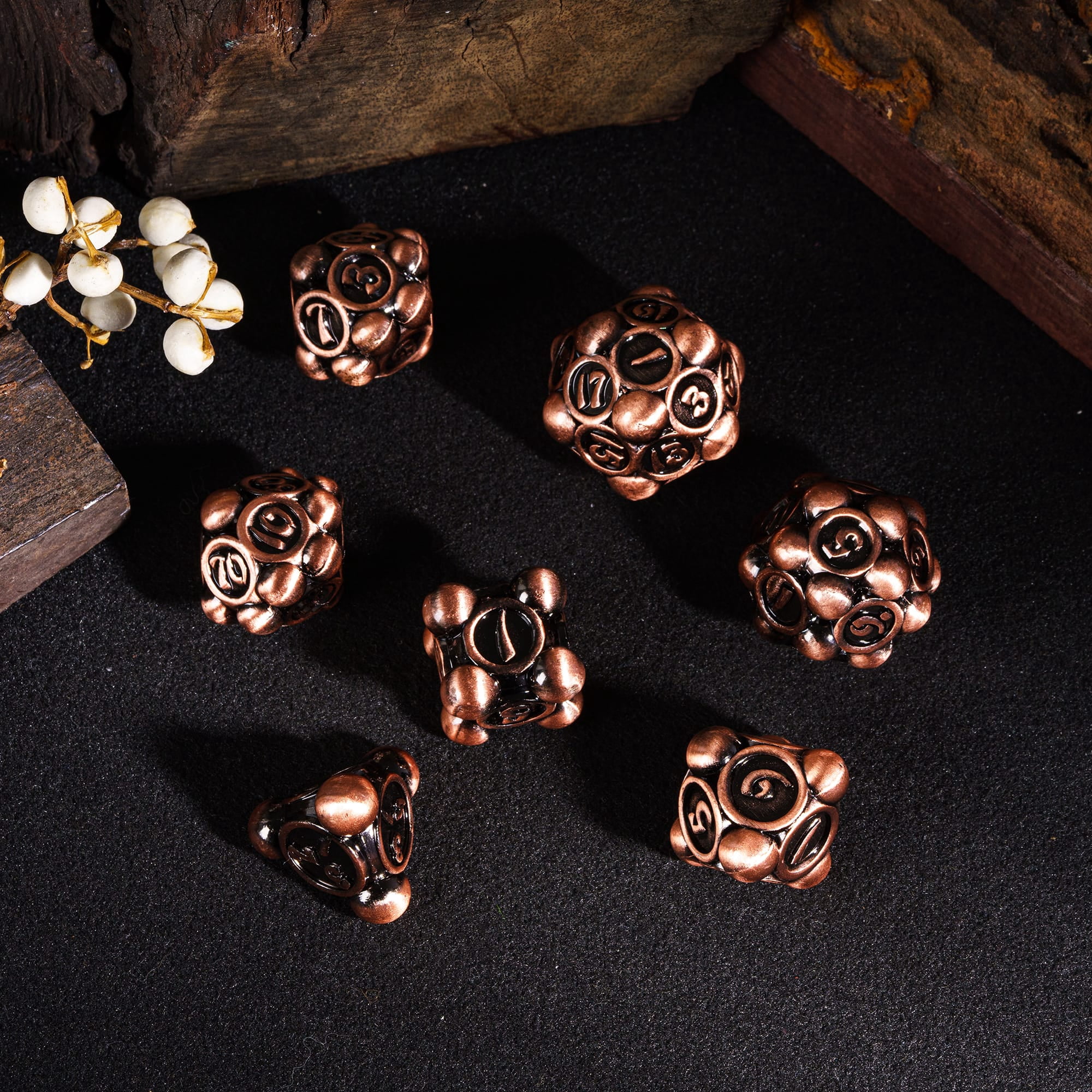 Cusdie 7-Die Metal DND Dice Set, Ball Tip Design Metal Polyhedral D&D Dice Set for DND Dungeons and Dragons TTRPG Role Playing Games