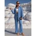 thumbnail image 4 of Traje de Verano para Mujer, de Dos Piezas, con Camisa, Pantalones y Ropa Deportiva Informal para Playa y Vacaciones Azul XL, 4 of 9