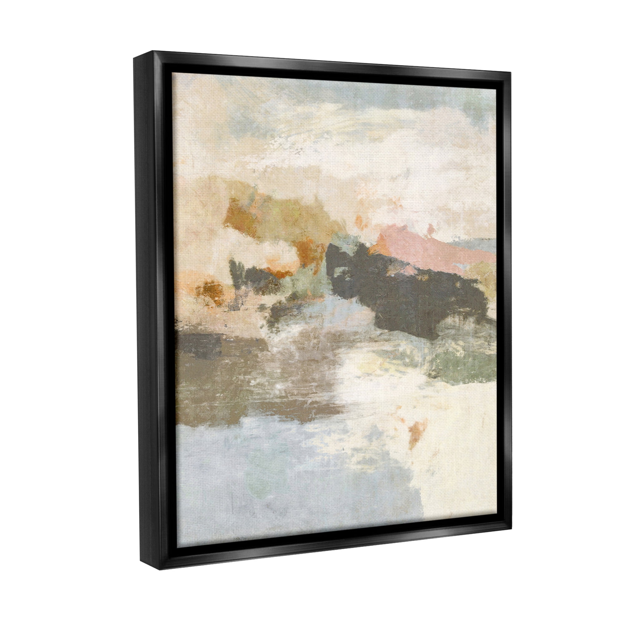 Stupell Industries Abstract Rustic Painting Abstract Painting Black Floater Framed Canvas Art Print Wall Art, 17 x 21
