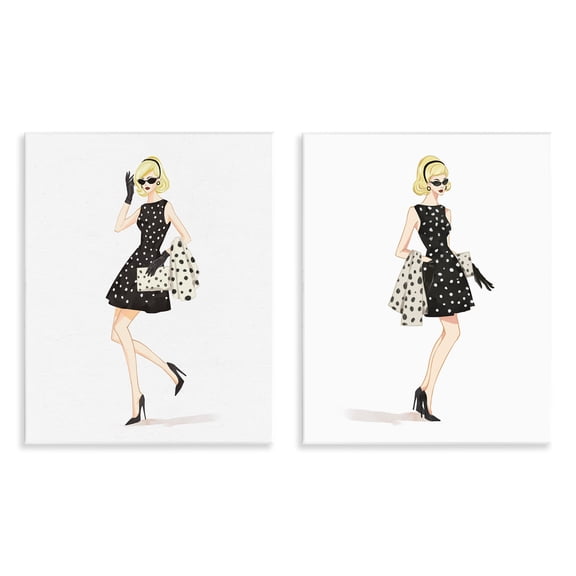 Stupell Industries Retro Glam Female 2 Piece Wall Plaque Art Set, design by Ziwei Li