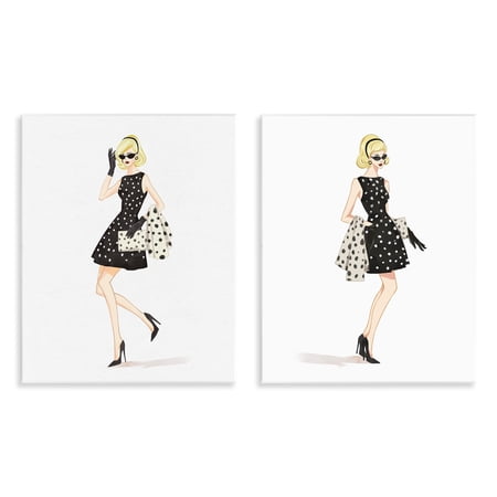 Stupell Industries Retro Glam Female 2 Piece Wall Plaque Art Set, design by Ziwei Li