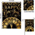 thumbnail image 2 of Happy New Year 2025 Clock Decorative Garden Flag, Black Gold Fireworks Stars Celebration Yard Outside Decorations, Golden Christmas Winter Burlap Outdoor Small Home Decor Double Sided 12.5x18, 2 of 6