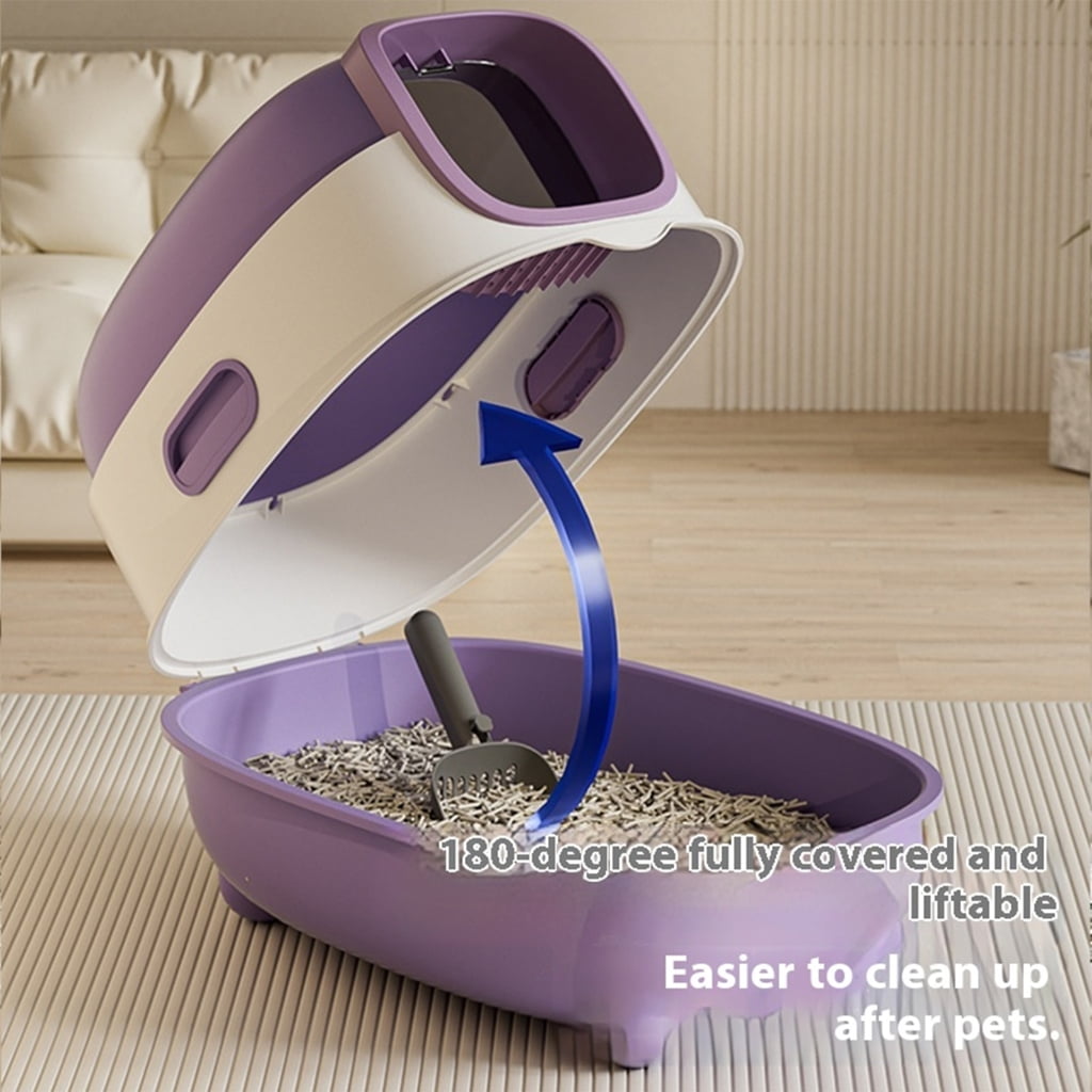 Cat Litter Box High Side Height Smooth Surfaces Detachable Pans Safe and Hard High Edges Spatter-proof
