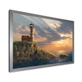 thumbnail image 2 of Designart 'Lighthouse On A Rocky Coastal Cliff At Evening Light' Nautical & Coastal Framed Art Print, 2 of 4