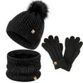 thumbnail image 3 of Kids Fleece Lined Knit Set, Cable Hat Scarf Gloves for Boys & Girls Age 5-12, Touchscreen,for Kids 5-12,16, 3 of 28