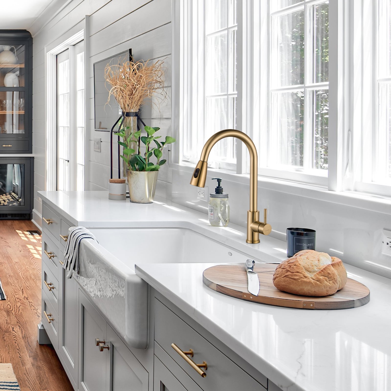 WOWOW Pull Down Touch Single Handle Kitchen Faucet