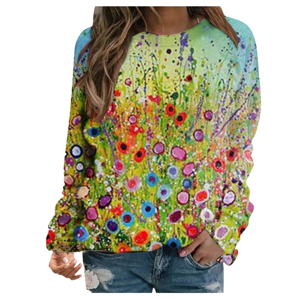 Sudadera Para Mujer Con Cuello Redondo, Moda de Otoño, Blusa Estampada de Manga Larga Para Mujer, Top Odeerbi ODB150066