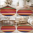 thumbnail image 4 of Round Area Rugs 4Ft, Mexican Style Non-Slip Washable Circle Rugs Carpet, Colorful Mexico Stripes Pink Red Indoor Outdoor Rug Floor Mats Throw Runner for Bedroom Living Room Bathroom, 4 of 8