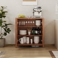 thumbnail image 4 of Rattan Buffet Storage Cabinet, Sideboard Kitchen Wood Cupboard Storage Cabinet with Adjustable Shelves, Entryway Table for Dining Living Room, 4 of 7