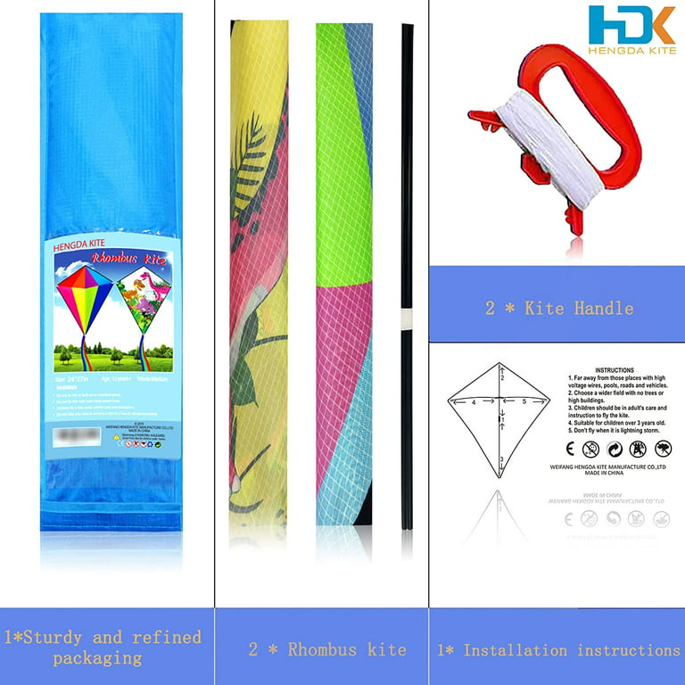 Hengda Kite 2 Packfor Children and Adults HD Printing Polyester Diamond Kite 23x27