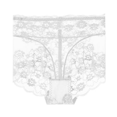 White Oversized Underwear for Ladies Lace Thin Seamless High Cut Butt Scrunch Triangle Mesh No Underwire Hide Belly Fat Lingeries Underwear Juniors 2025 XL