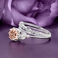 thumbnail image 2 of Beautiful 2.25 Carat Round Cut Morganite And Diamond Moissanite Floral Engagement Ring, Antique Wedding Ring, Two Matching Band in 10k Solid White Gold, Gift For Her In Festival Time, Promise Ring, 2 of 3