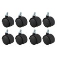 thumbnail image 1 of Plastic Swivel Caster 8mm Screw Stem 1.5-Inch Dia Wheel 8 Pcs Black, 1 of 8