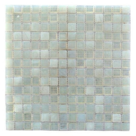 Abolos- LEED Amber 0.75" x 0.75" Glass Mosaic Tile in Pearl White (15sqft / 15pc Box)