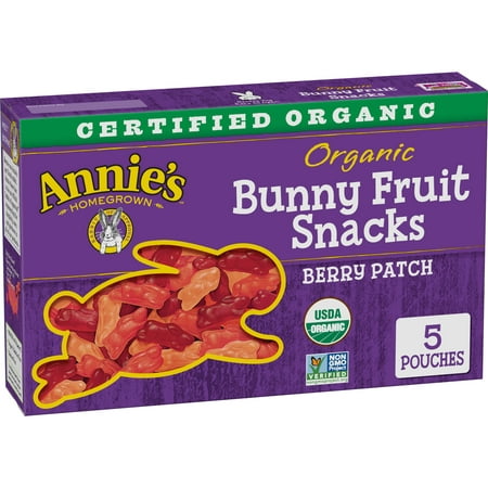 (2 Pack) Annie's Organic Bunny Fruit Snacks, Berry Patch, 5 Pouches, 4.0