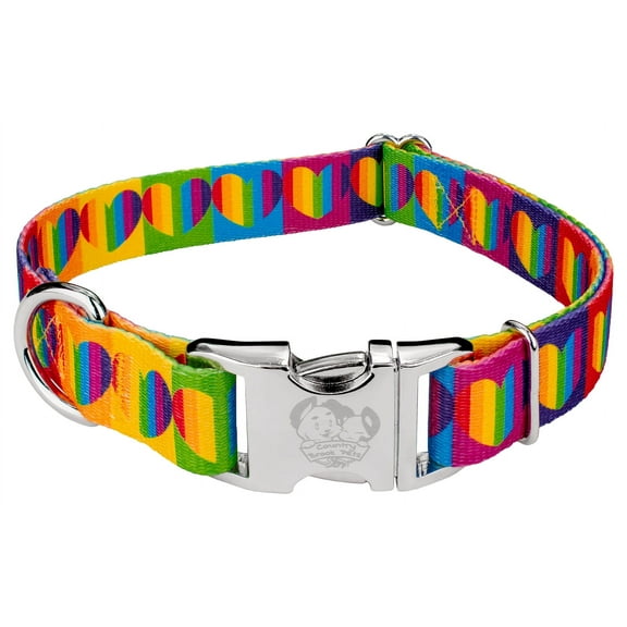 Country Brook Petz® Premium Rainbow Hearts Dog Collar, Medium