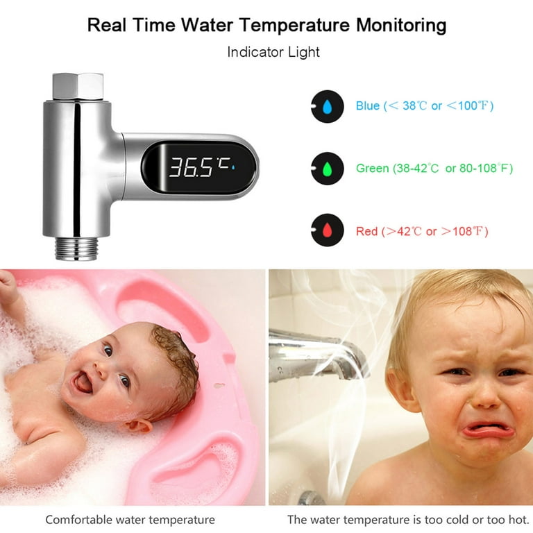 LED Display Shower Thermometer Fahrenheit Celsius Meter Showerhead  Temperature Gauge Self-Generating Water Temperature Monitor - AliExpress