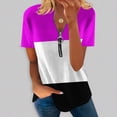 thumbnail image 2 of Blusa informal con cuello en V y manga corta con estampado de verano para mujer con estilo OAVQHLG3B Store  lin121212, 2 of 5