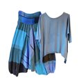 thumbnail image 1 of PENGXIANG Ensemble 2 Pcs pour Femmes Été Imprimé Col Rond Manches Mi-Longues Pull + Pantalon, 1 of 8