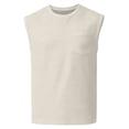 thumbnail image 4 of USNSM Tank Tops Men Waffle Sleeveless Shirt Casual Summer Relaxed Fit Active Tank Top with Pocket Muscle Athletic Beach Shirts Beige L, 4 of 9