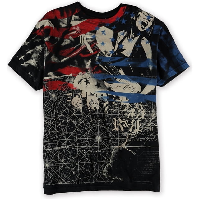 Camiseta gráfica Rock & Republic con estrellas y correas negra extragrande