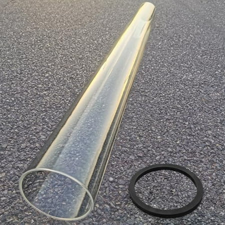Patio Heater Glass Tube Replacement, 49.5" Tall 4" Diameter, Glass Tube Patio Heater with Ring, Fits 4-Sided Patio Heaters, Compatible with Hiland, Fire Sense, and more.