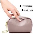 thumbnail image 2 of 3 Zippered Genuine Leather Coin Purse Triple Capacity Change Pouch Little Travel Wallet With Key Ring for Women, 2 of 6