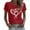 Red, variant on mihongmao Valentines Day Top for Women Heart Print Short Sleeve Round Neck Top T-Shirt Red 3X