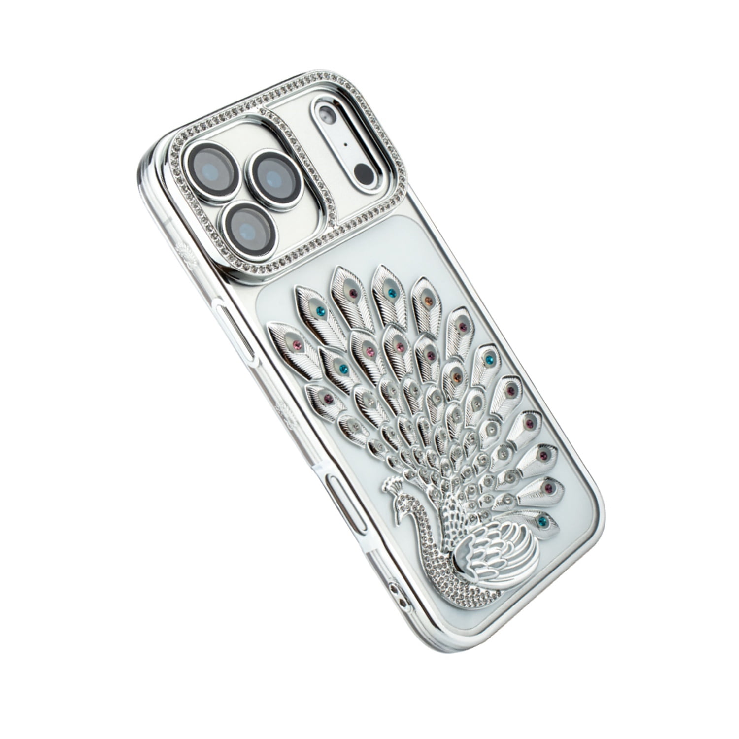 Protective Crystal Plume Case for iPhone 17 Pro - Silver