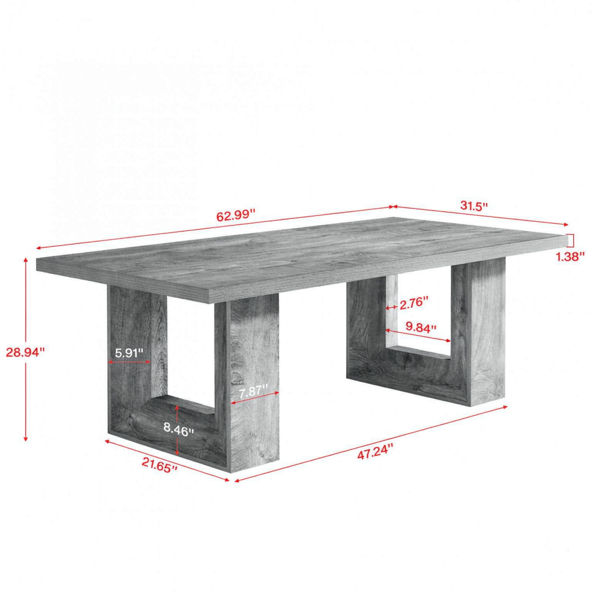 62.99" Rectangular Executive Computer Desk, Conference Table Seating 6 to 8