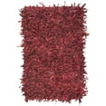 thumbnail image 3 of SAFAVIEH Leather Shag Dimitri Solid Area Rug, Red, 5' x 5' Square, 3 of 7