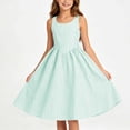 thumbnail image 2 of Jinhomg Girls Summer Striped Sundress 2026 Sleeveless Tank Dresses Flowy PLeated A Line Swing Sundress Casual Home Party Beach 5-15 Years Green, 2 of 10