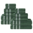thumbnail image 3 of Superior Zero Twist Cotton Ribbed Geometric 12-Piece Towel Set, Forest Green, 3 of 12