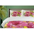 thumbnail image 4 of Ambesonne Floral Duvet Cover Sets, Vibrant Hibiscus Flower, 2-Queen, Earth Yellow Fuchsia, 4 of 7
