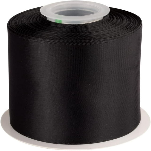 GFDYREE 3" Inch Double Faced Satin Ribbon Black Solid Polyester Craft Ribbon - 25 Yards Perfect for Gift Wrapping, Crafts, Wreath, Wedding Party Ceremony Decoration, Floral Arrangement, Sewi