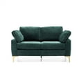 thumbnail image 6 of Chenille Loveseat,Transitional Diamond Tufted 2 Seater Couch,Fabric Upholstered Loveseat Sofa with Sturdy Metal Legs and 2 Arm Pillows,Deep Seat Sofa Couch for Living Room Bedroom Office,Green, 6 of 7