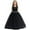 Black, variant on Flower Girls Satin Pageant Dress with Pearls and Bow Knot, V-Back Long A-Line Bridesmaid Gown for Wedding, Prom & Princess Party