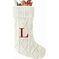 thumbnail image 2 of Minzimin 21 Inches Knitted Christmas Stockings with Initials, Large White Custom Monogram Embroidery Christmas Stockings with Letter, Personalized Xmas Decoration for Holiday Family, 2 of 6