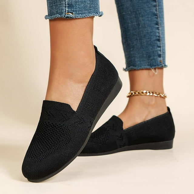 Chaussures Tjiojio pour Femmes Offres, Mode Automne Chaussures Plates pour Femmes à Bout Rond de Couleur Unie