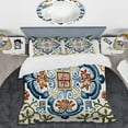 thumbnail image 2 of Designart "Retro Blue Mediterranean Tiles I" Abstract Tile Bedding Covert Set - Transitional Blue Abstract Bed Set With 1 Sham, 2 of 6