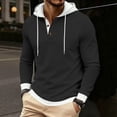 thumbnail image 2 of Admvng Mens Hooded Shirt Drawstring Hood Long Sleeve Casual Hoodie, 2 of 5