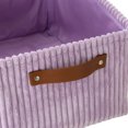 thumbnail image 4 of Mainstays Purple Corduroy Decorative Storage Basket with Leather Handles, 4 of 16