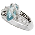 thumbnail image 3 of JackAni 10k White Gold Simulated Aquamarine March Birthstone 2026 Class Graduation Ring - Size 6.25, 3 of 5