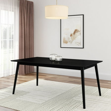 Plank+Beam 72 Mid Century Modern Dining Table Solid Wood Kitchen & Dining Room Table for 6 Black
