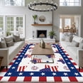 thumbnail image 5 of Rectangle Rug 6x9ft Area Rug, 4th of July Independence Day Stars Flag Area Rugs for Living Room Bedroom, Red White Plaid Border Floor Mat Non-Slip Non-Shedding Carpet Indoor Accent Rugs, 5 of 9